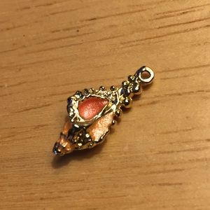 Gold and Coral Seashell Charm